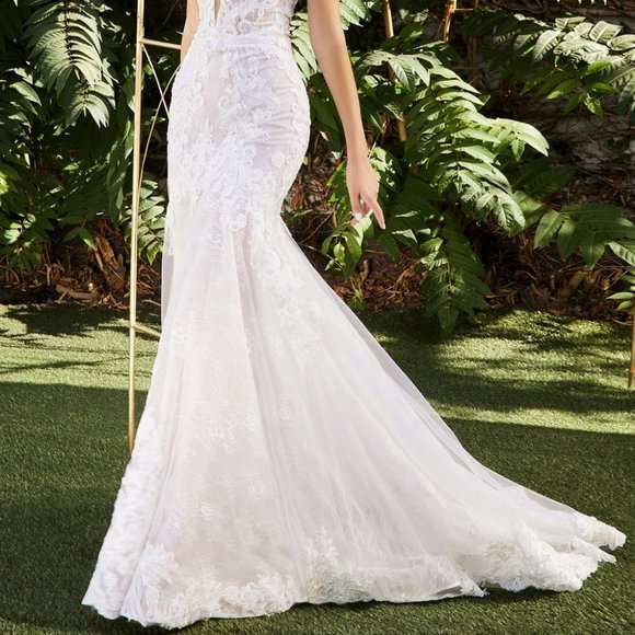 NEW WHITE WEDDING BRIDAL FORMLA Strapless MERMAID Bridal LONG MAXI Gown CD928 - Picture 7 of 9